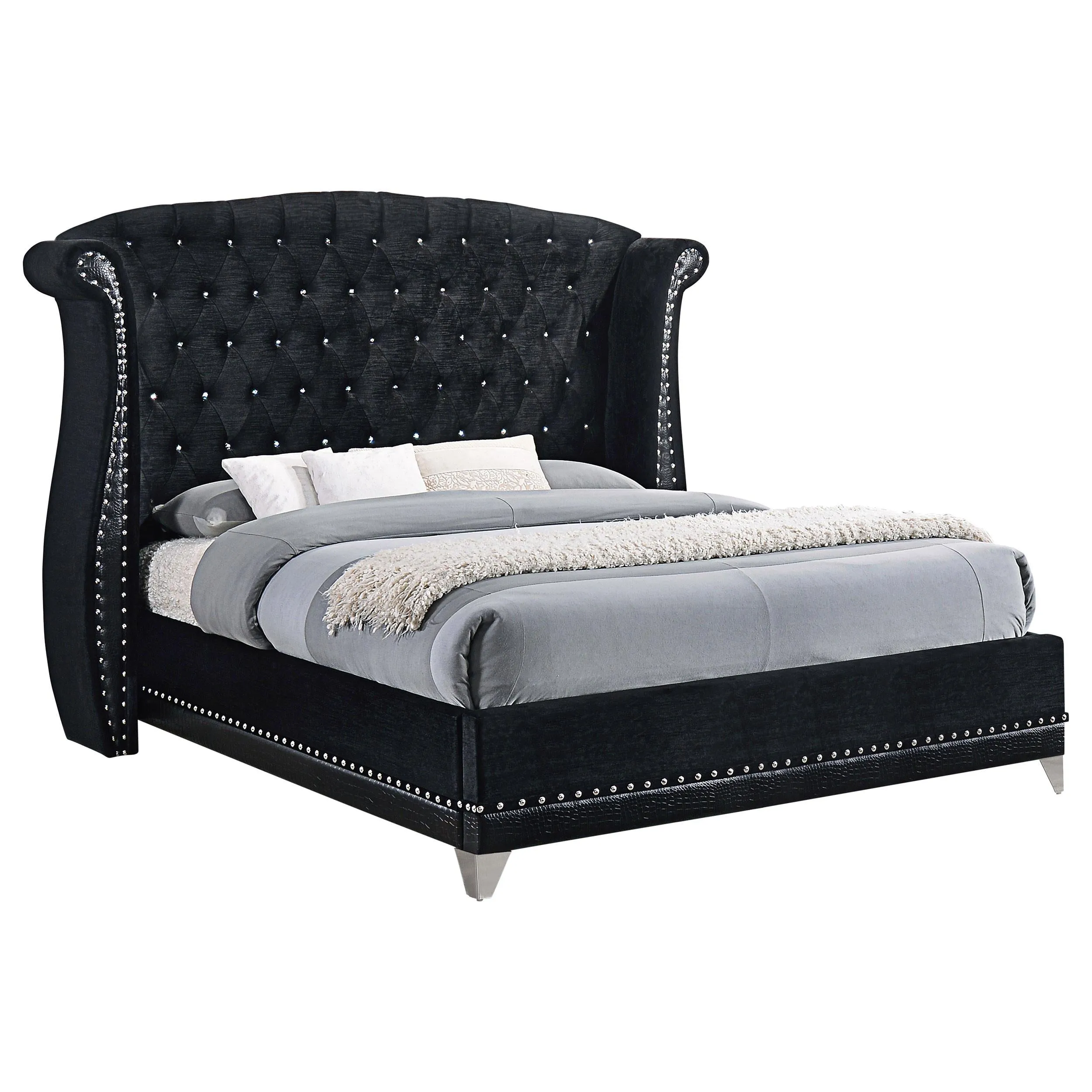 Barzini California King Tufted Upholstered Bed Black