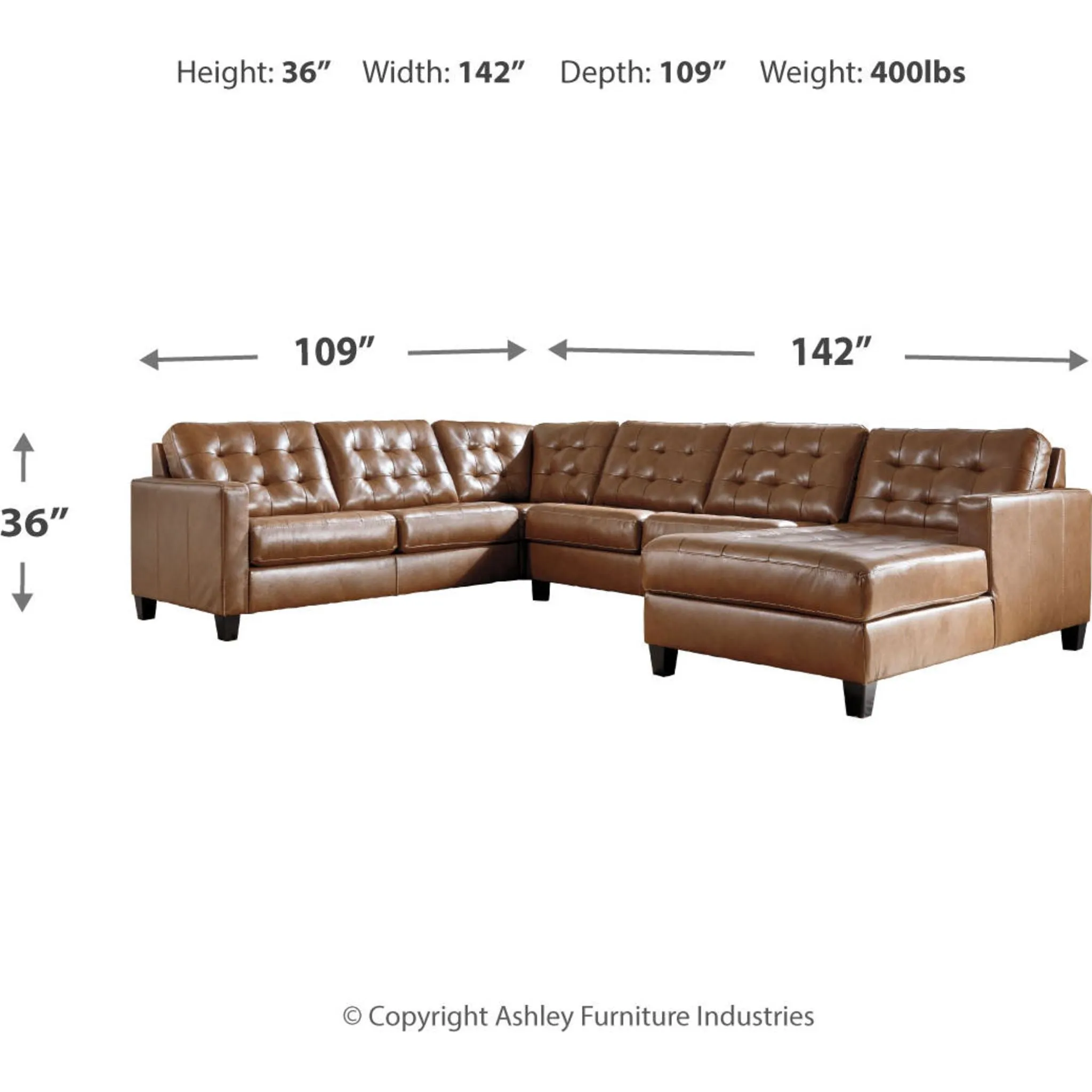 Baskove 4 Piece Sectional with Chase