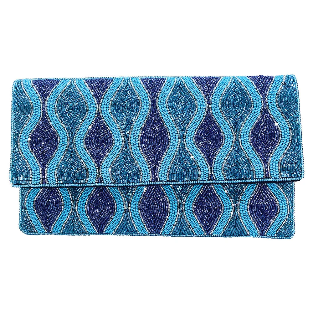 BEADED SHADES OF BLUE CLUTCH