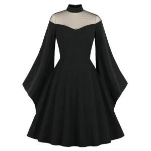 Black Gothic Bell Sleeve Dress