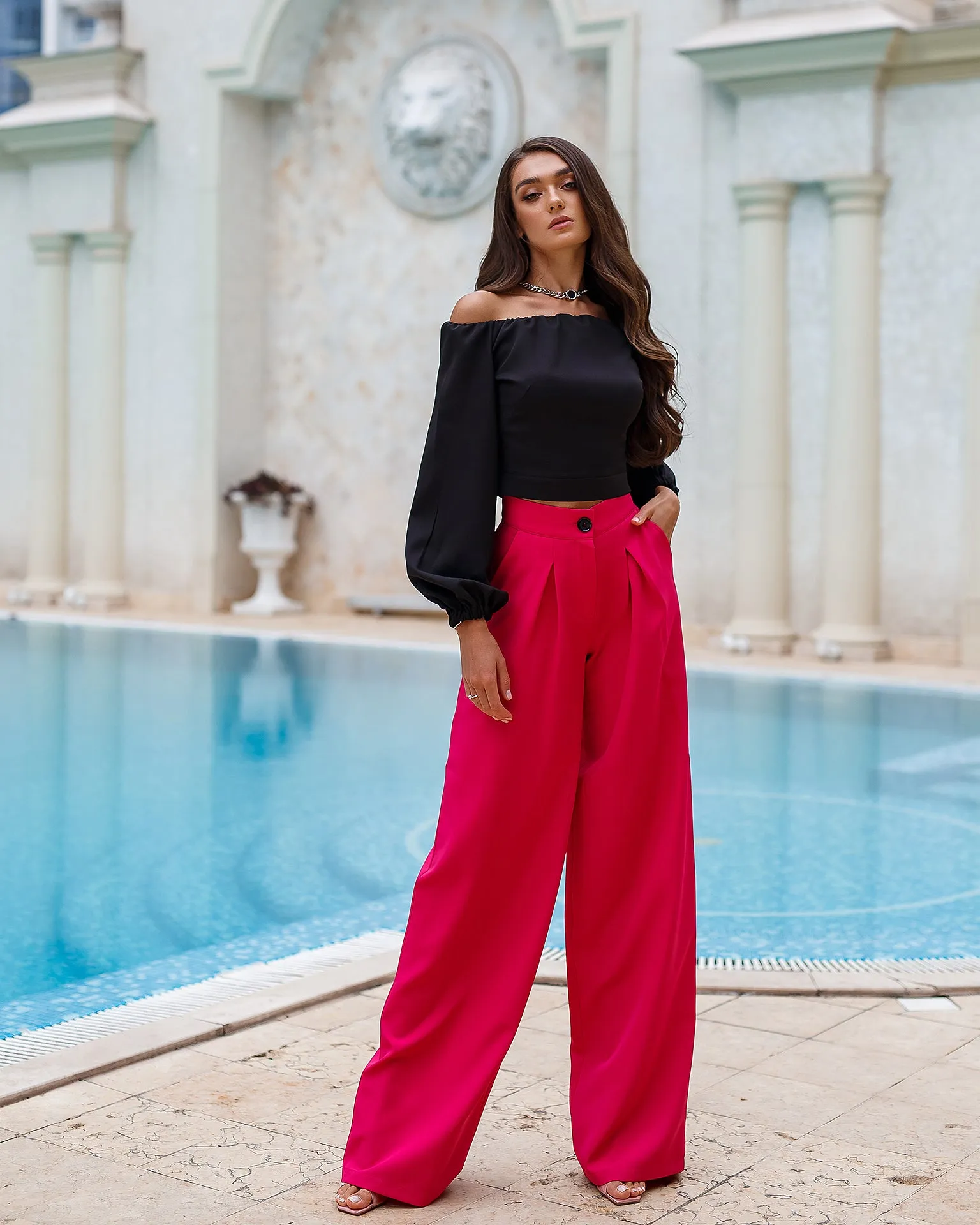 Black Off-The-Shoulder Puff-Sleeve Top