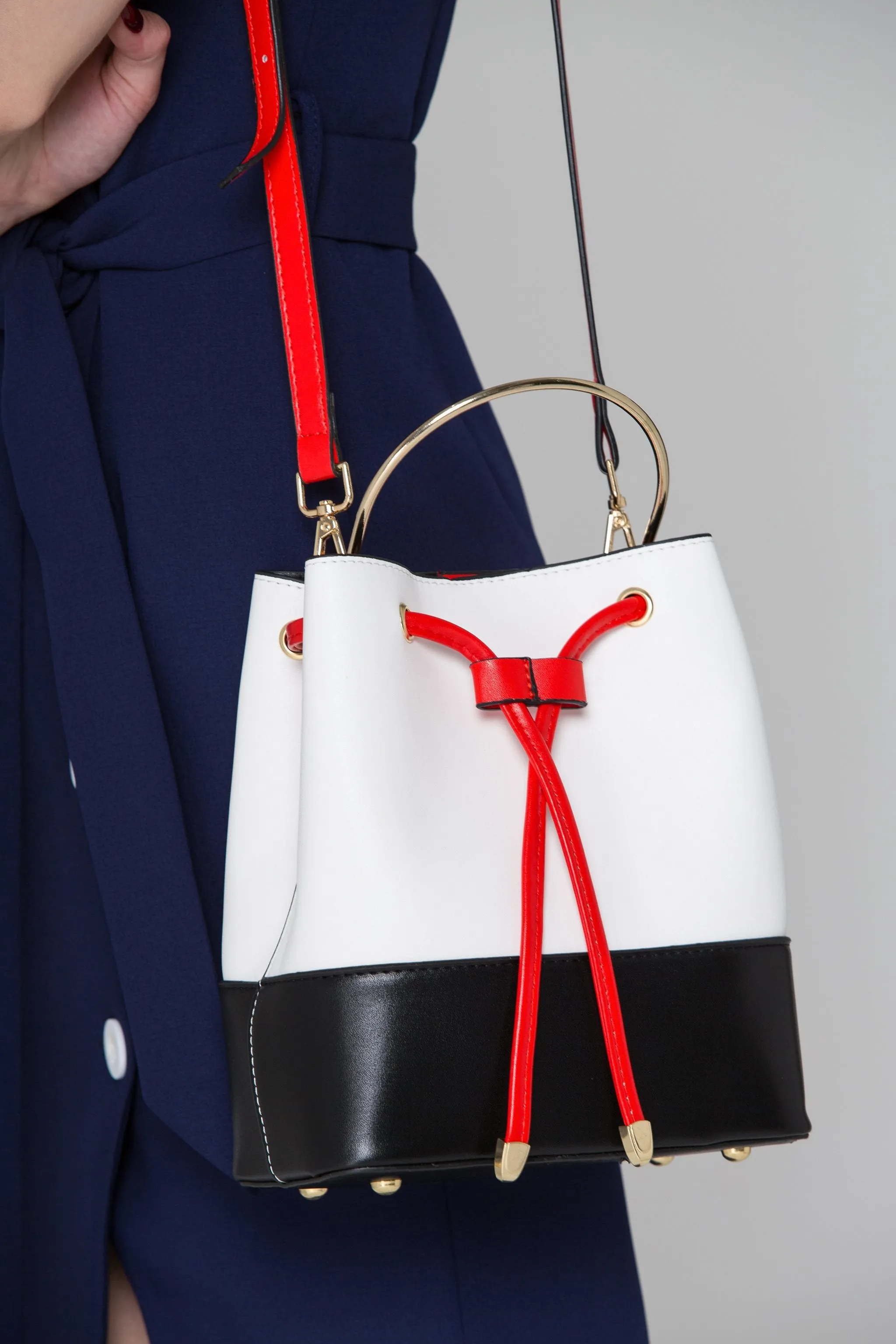 Black Red White Mini Bucket Bag