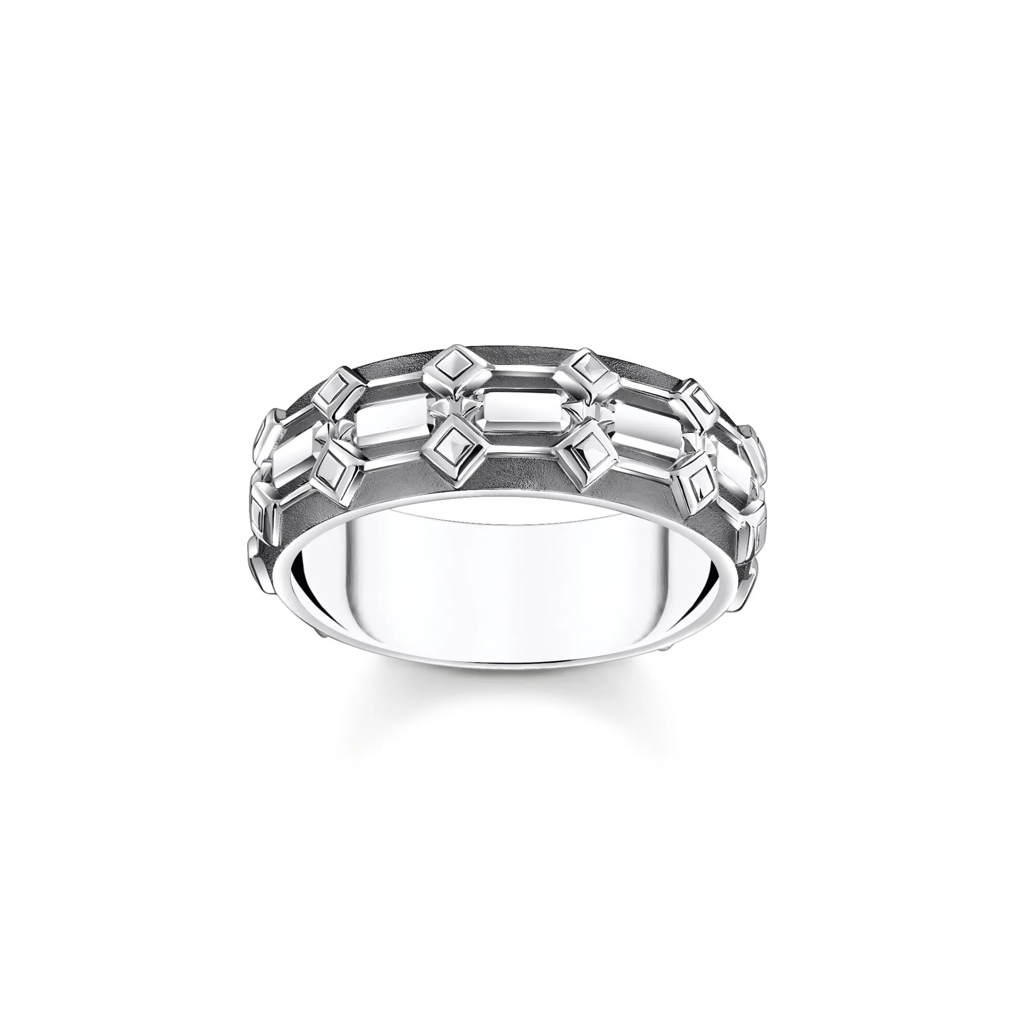 Blackenend wide band ring with Crocodile detailing