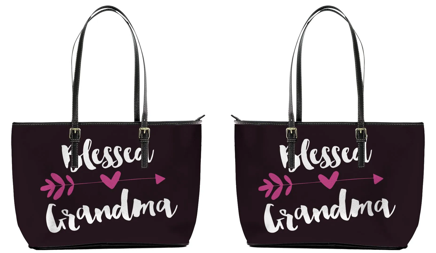 Blessed Grandma Leather Tote Bag