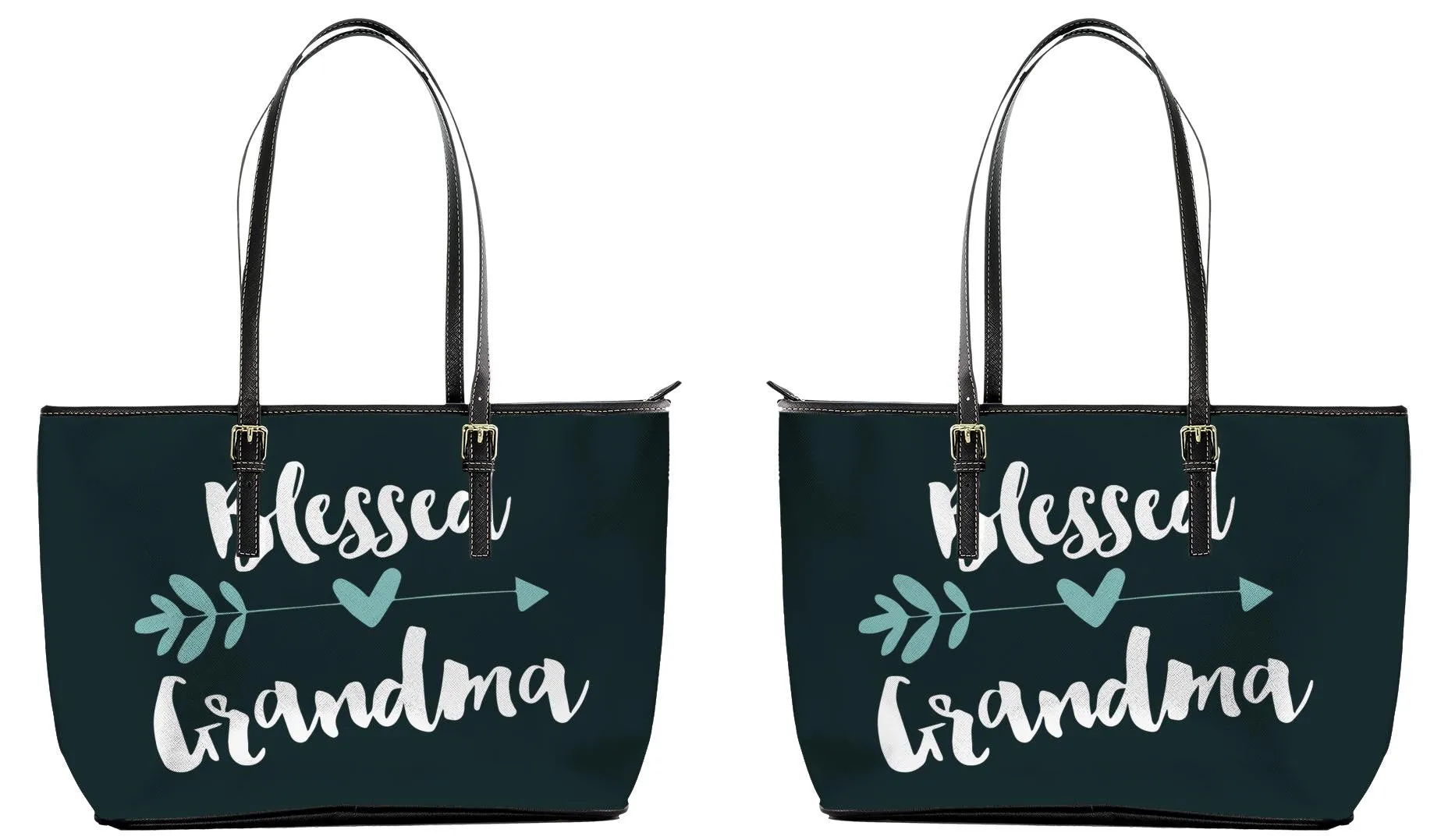 Blessed Grandma Leather Tote Bag