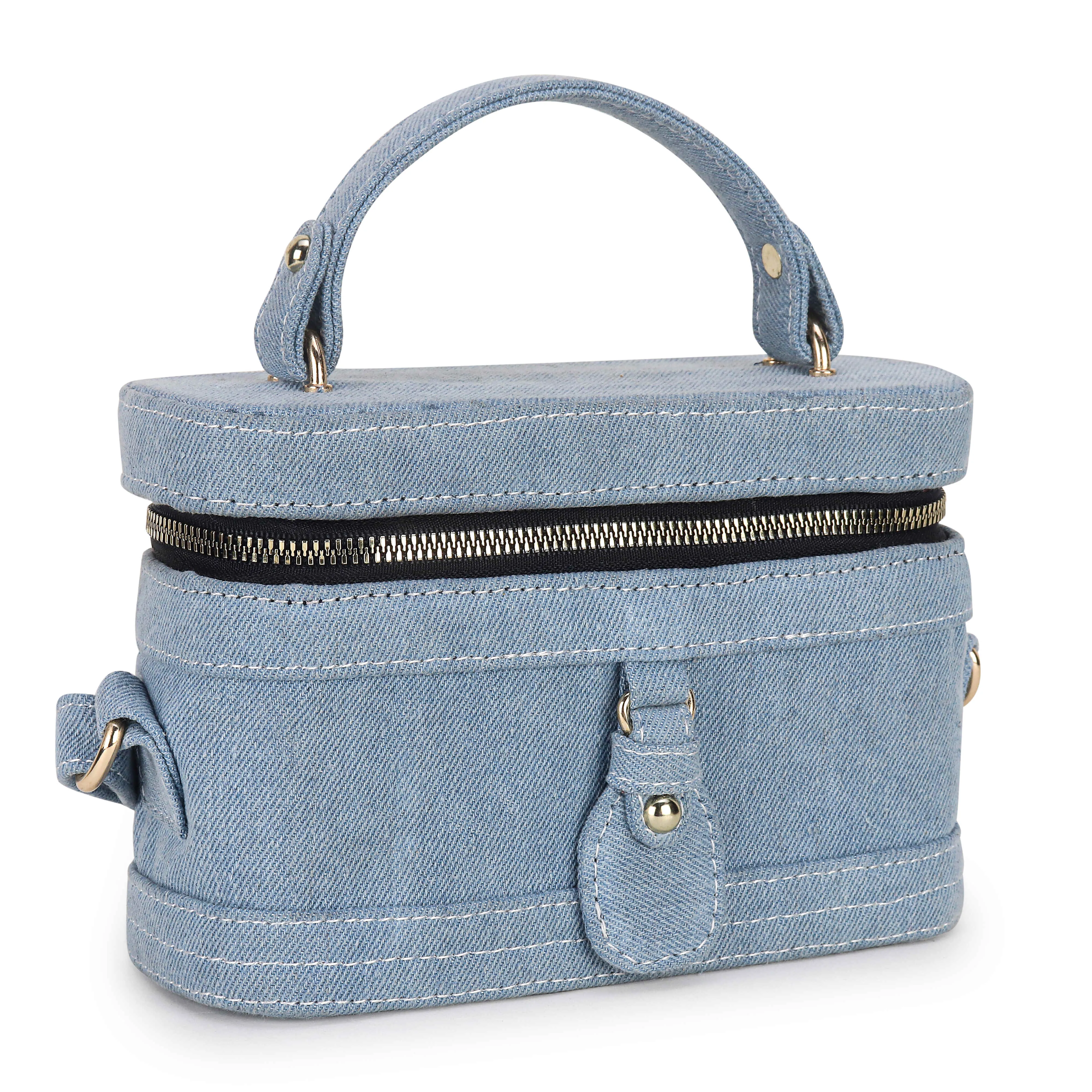 Blue Denim Bucket Sling Bag