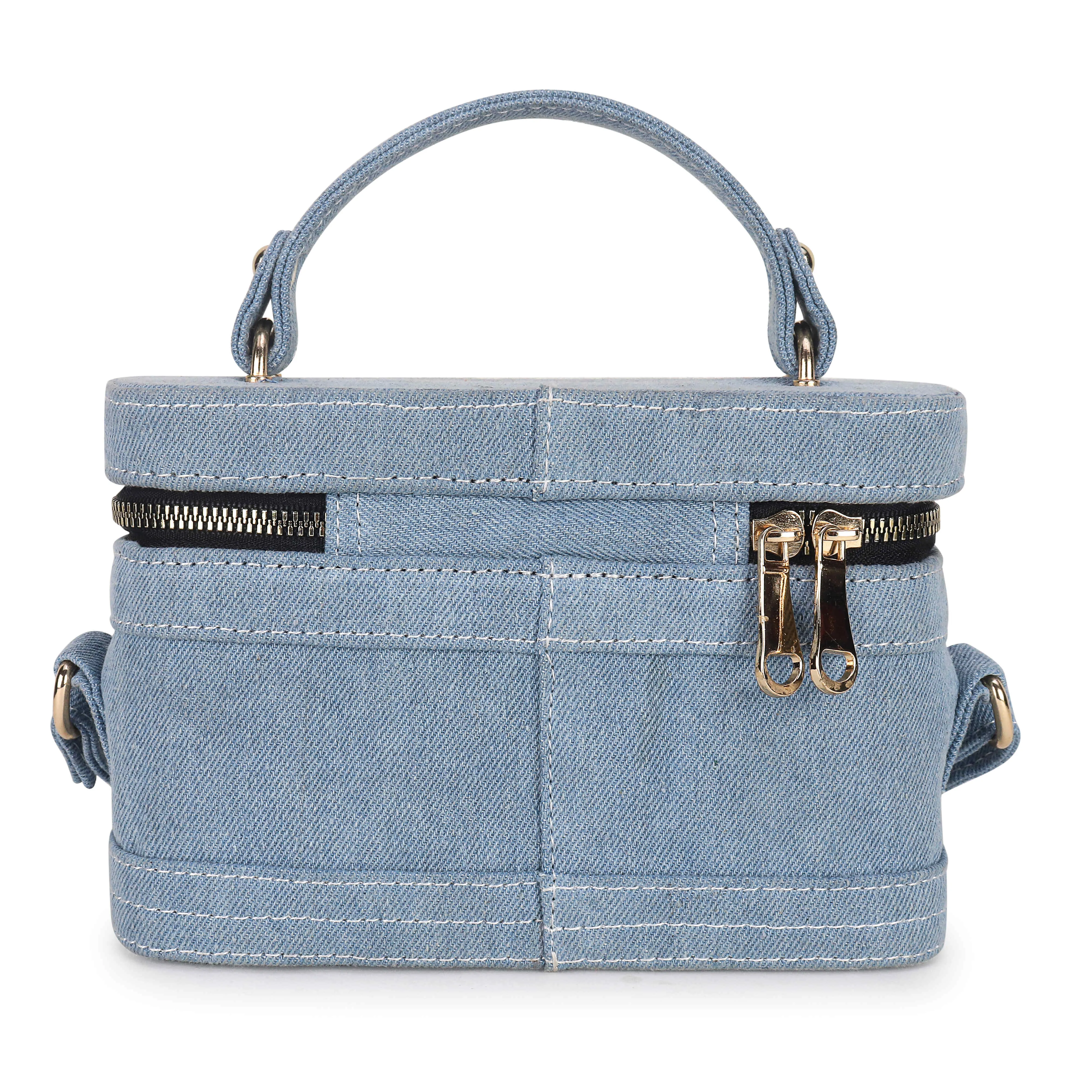 Blue Denim Bucket Sling Bag