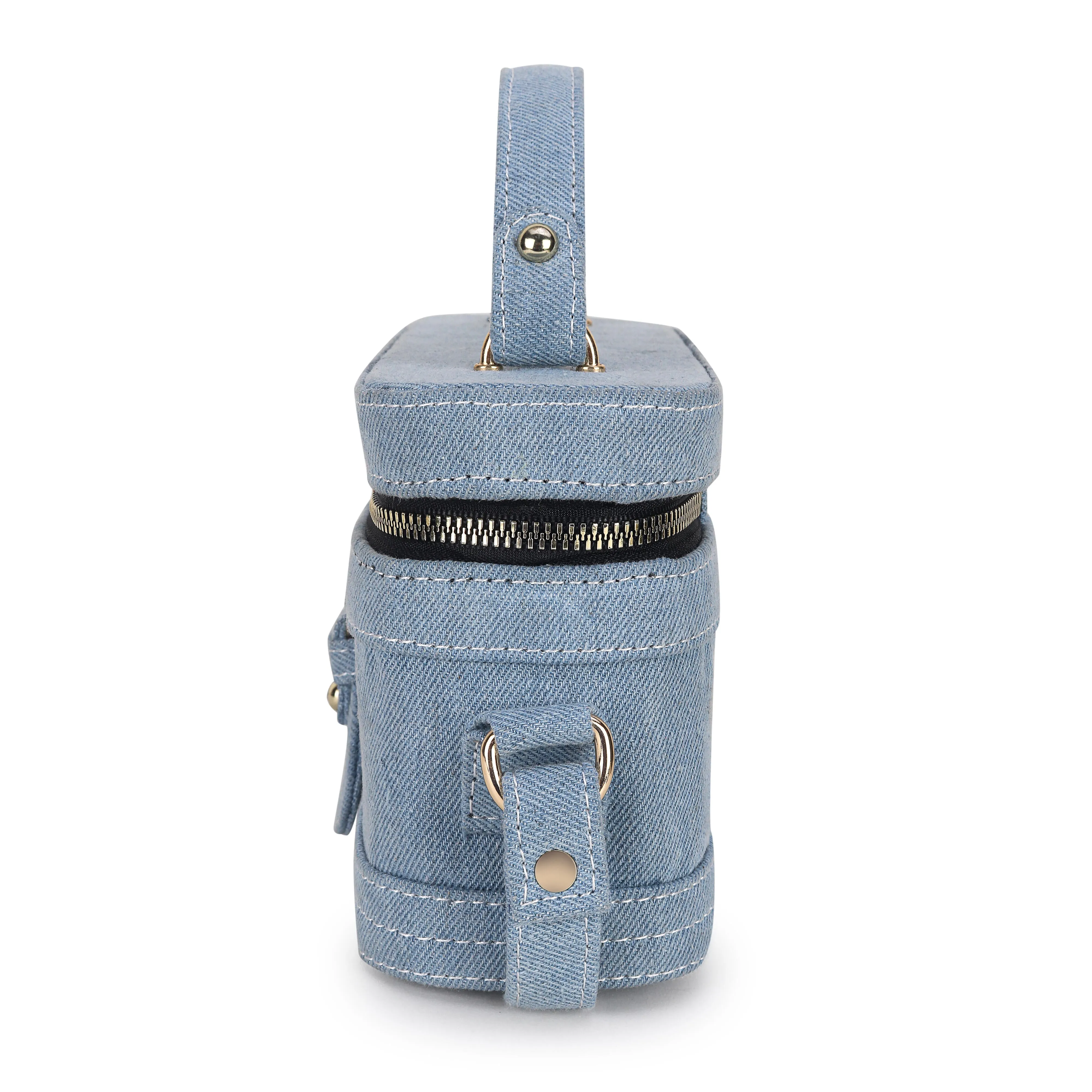 Blue Denim Bucket Sling Bag