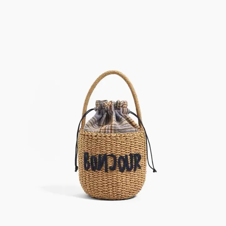 Bonjour Mini Straw Basket Bag