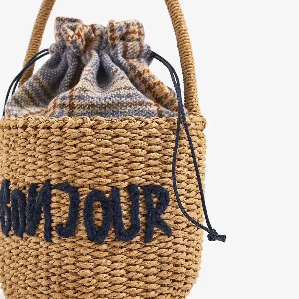 Bonjour Mini Straw Basket Bag