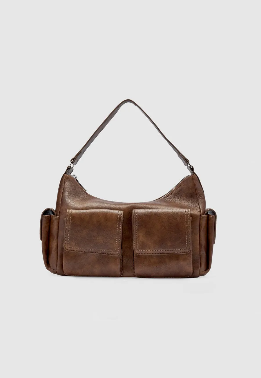 Brie Leon Rae Pocket Bag Worn Chocolate