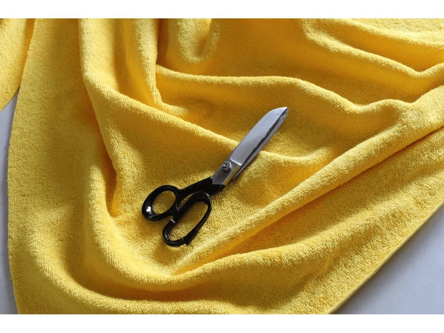 BRIGHT YELLOW  - Pure Cotton Thick LUXURY TOWELLING Fabric - 400 gsm Towels