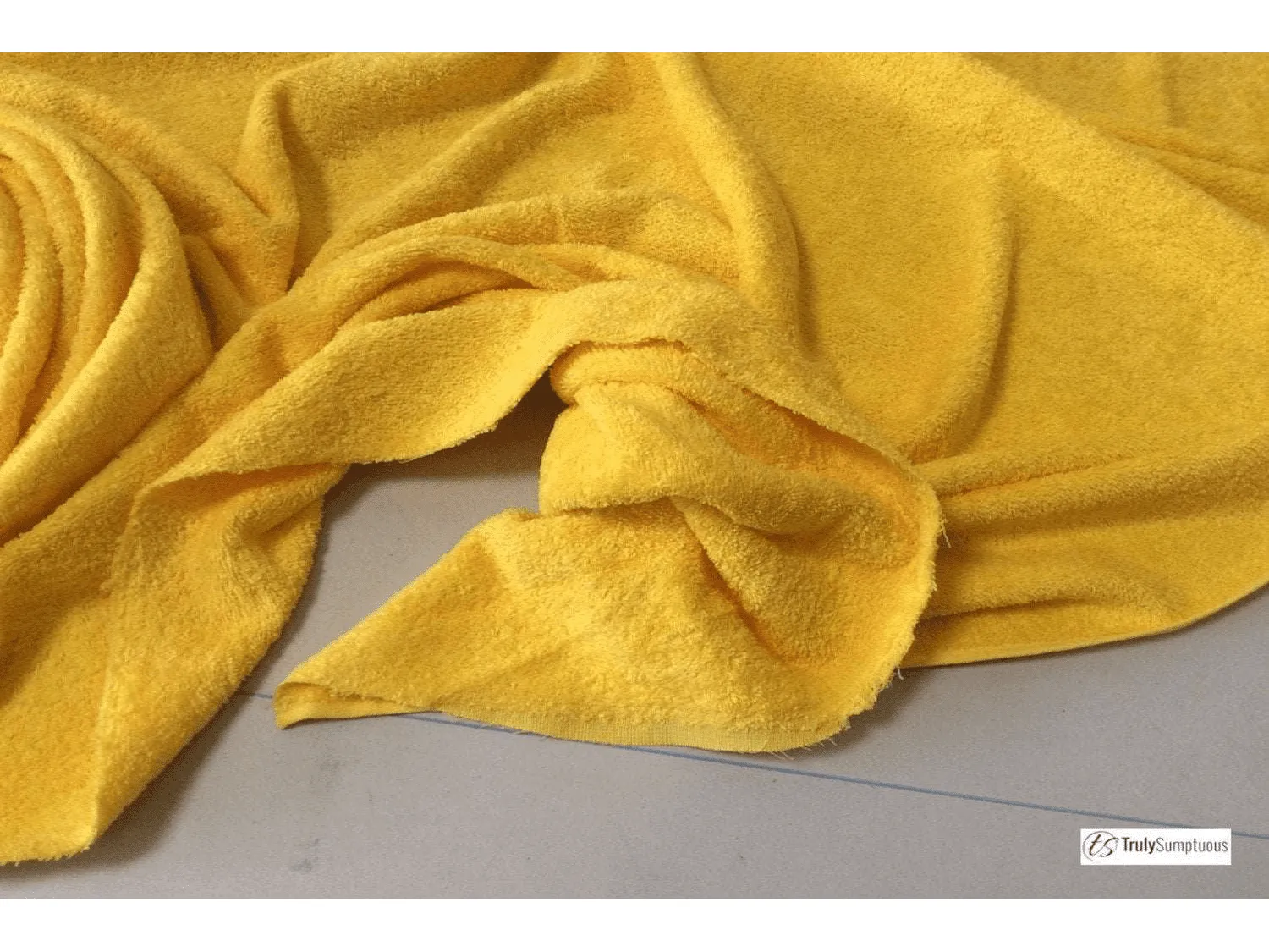 BRIGHT YELLOW  - Pure Cotton Thick LUXURY TOWELLING Fabric - 400 gsm Towels