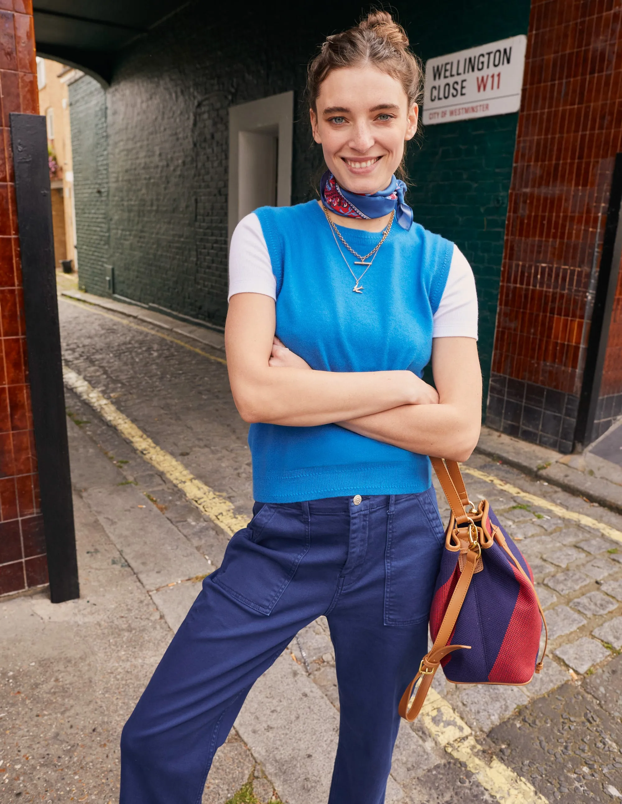 Bucket Bag-Red Navy Stripe