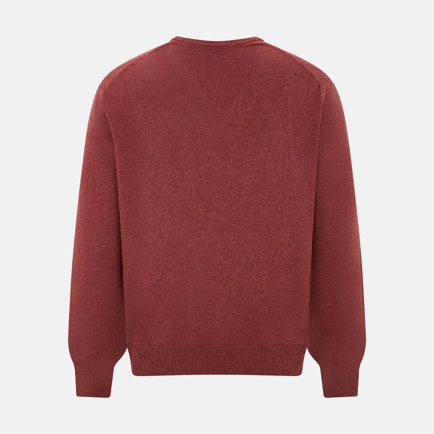 Burgundy Crew V-Neck Cashmere Jumper