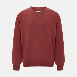 Burgundy Crew V-Neck Cashmere Jumper