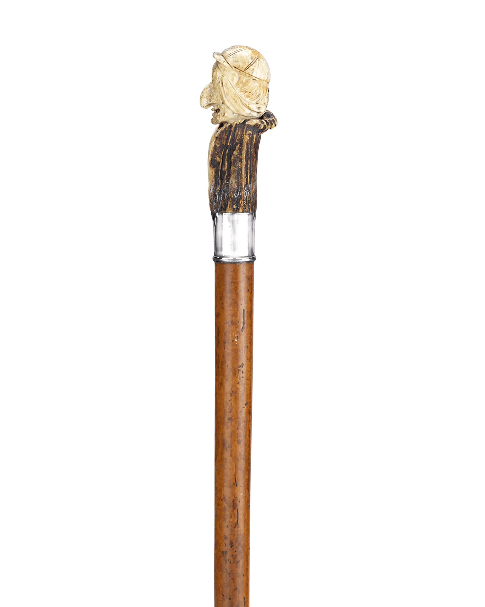 Carved Antler Folk Art Cane