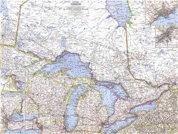 Central Canada (1963) Vintage Map by National Geographic