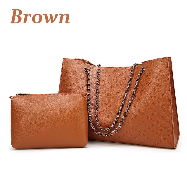 Chain Leather Hand Bag