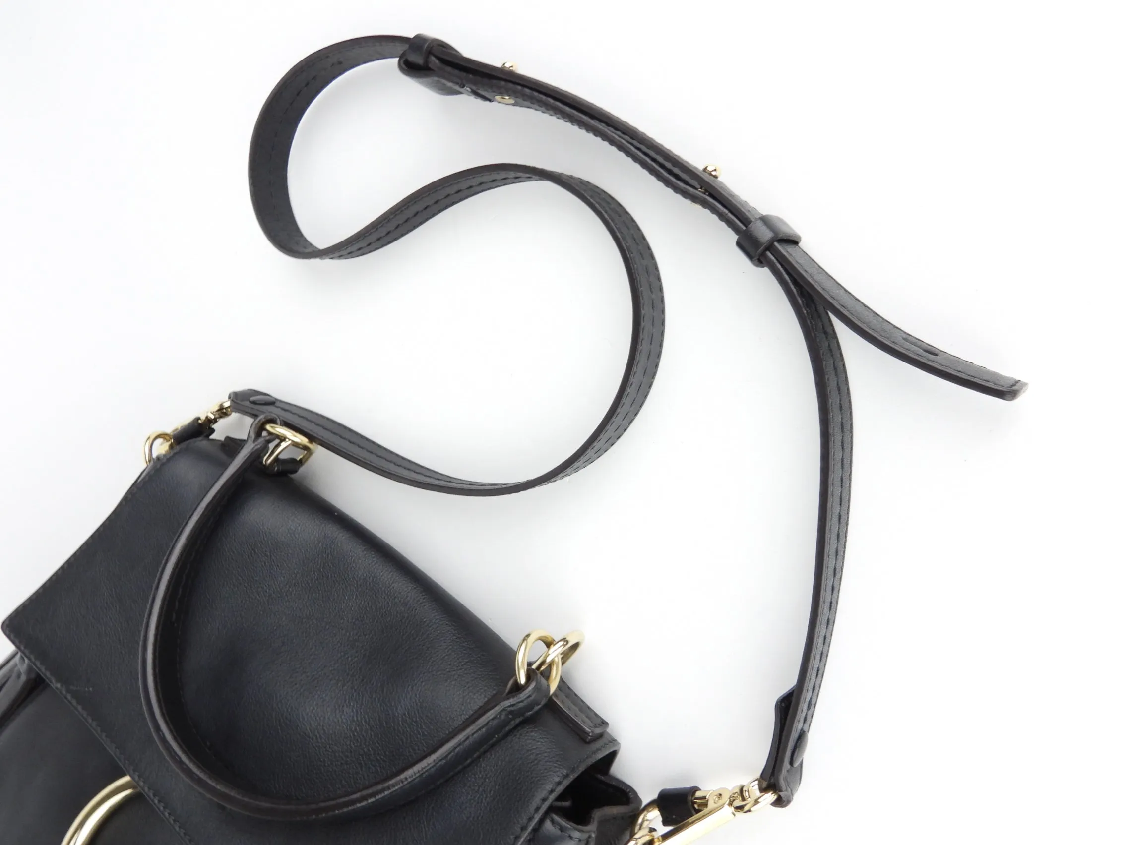 Chloe Black Leather Faye Day Two Way Crossbody Shoulder Bag