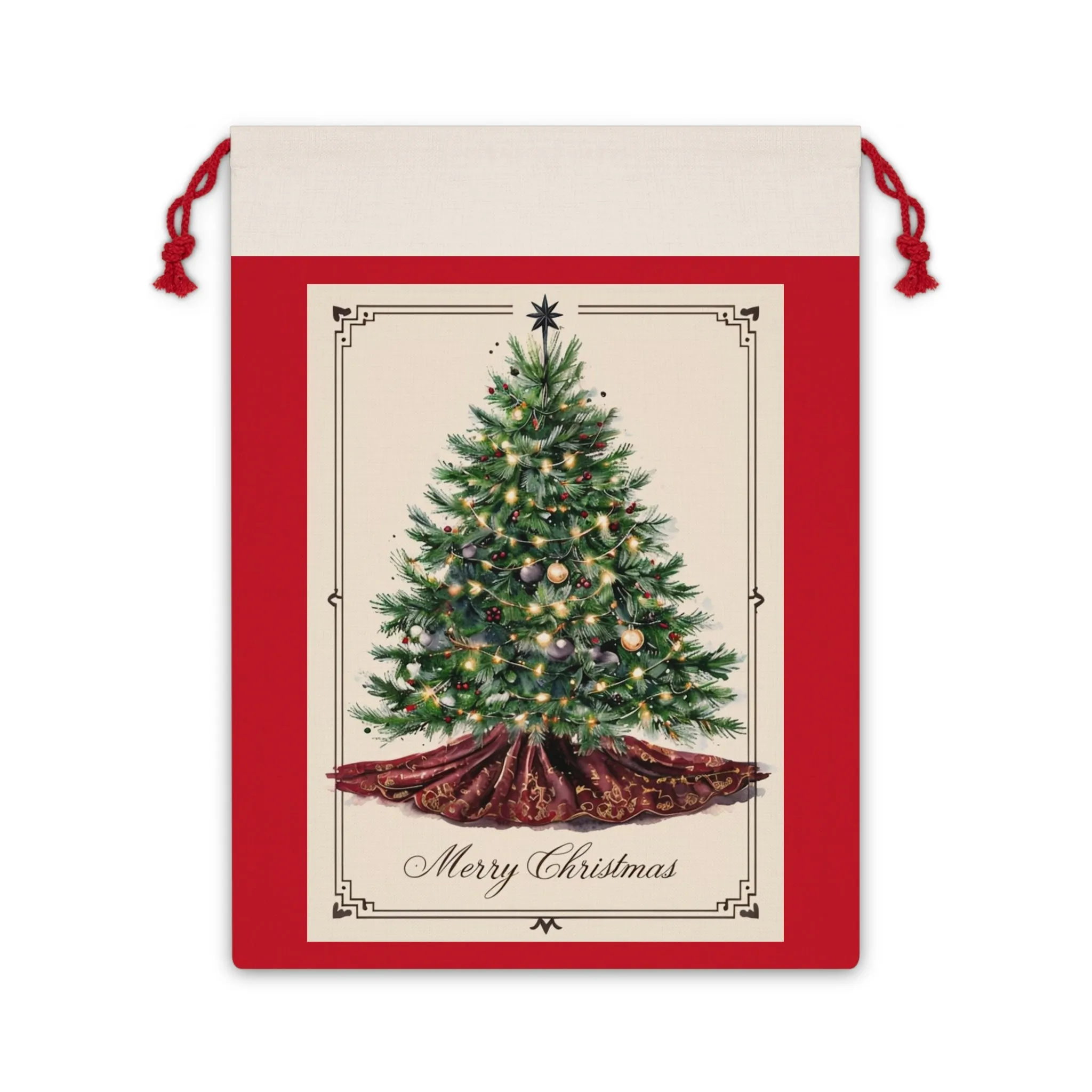 Christmas Tree Gift Bag, Holiday Present Pouch, Reusable Wrapping, Merry Christmas Gift, Eco-Friendly Storage