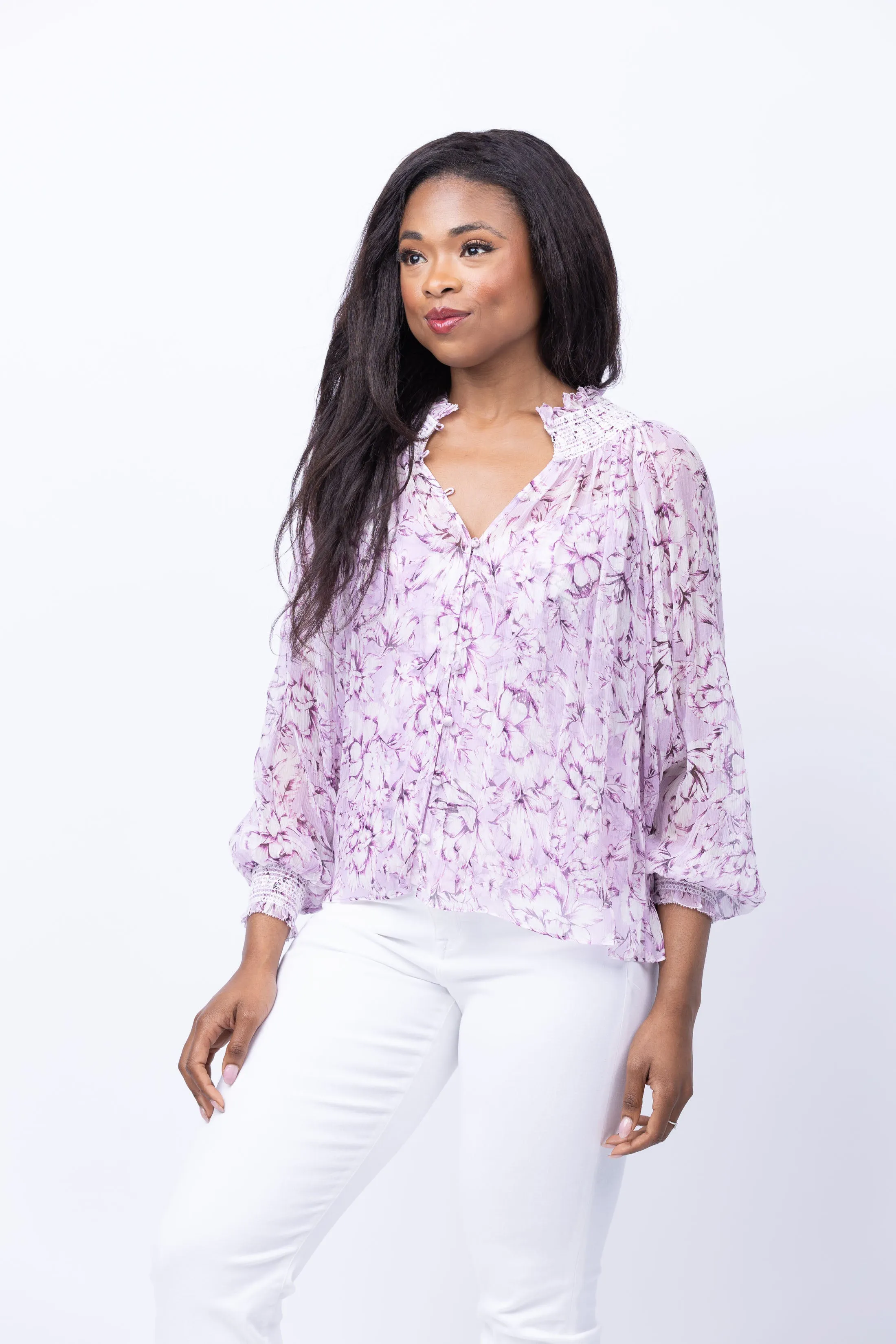 Christy Lynne Andrea Blouse Pink Vintage Floral