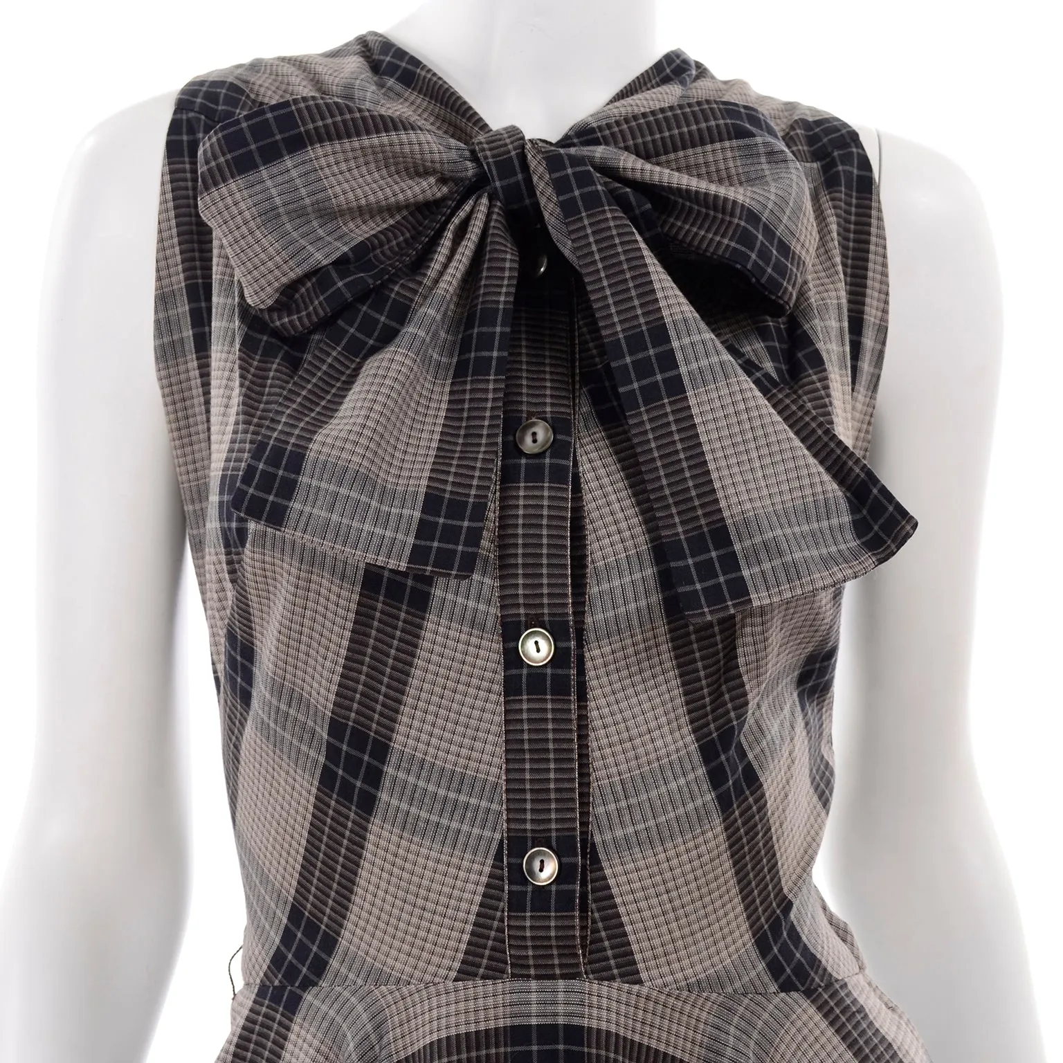 Claire McCardell 1950s Rare Vintage Plaid Sleeveless Day Dress