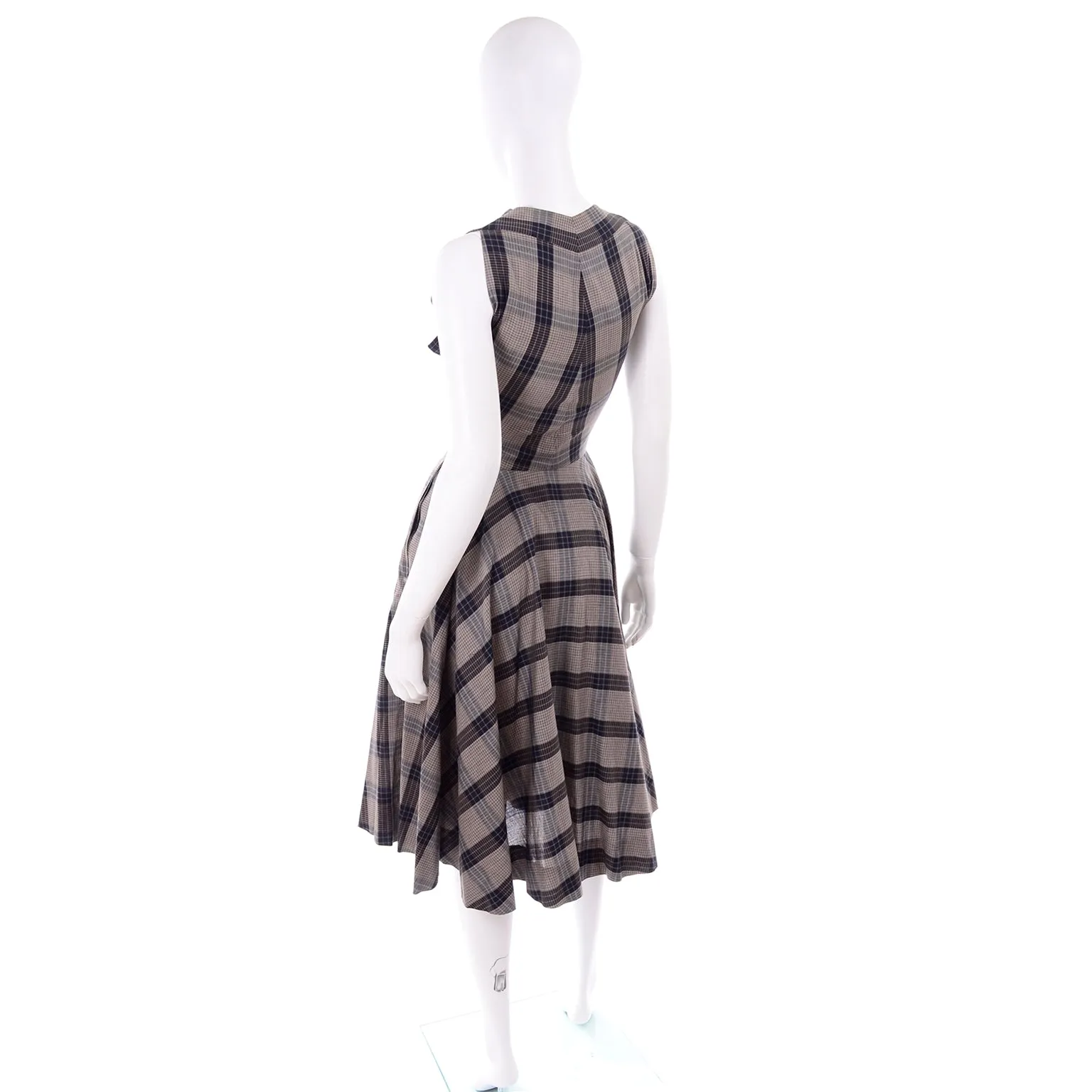 Claire McCardell 1950s Rare Vintage Plaid Sleeveless Day Dress