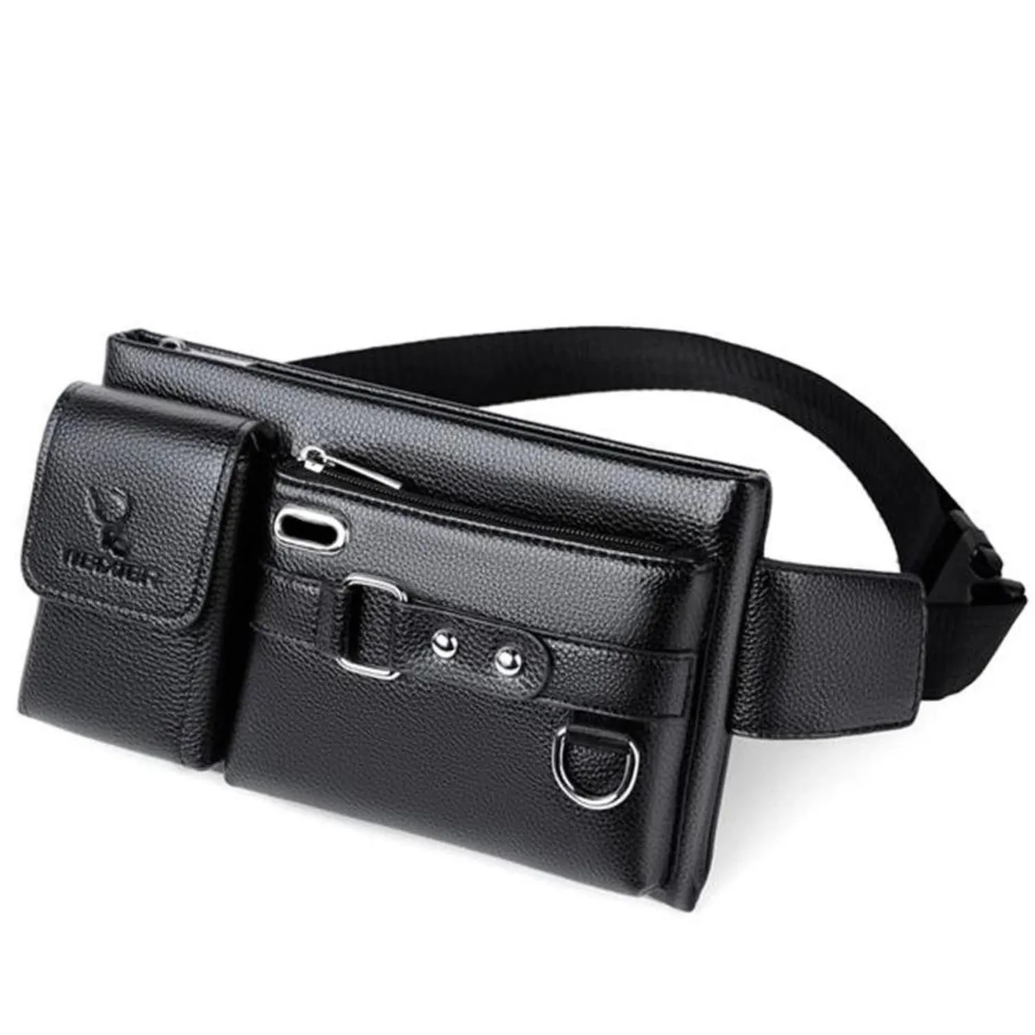 Classic Leather-Look Multi-Functional Waist Crossbody Bag