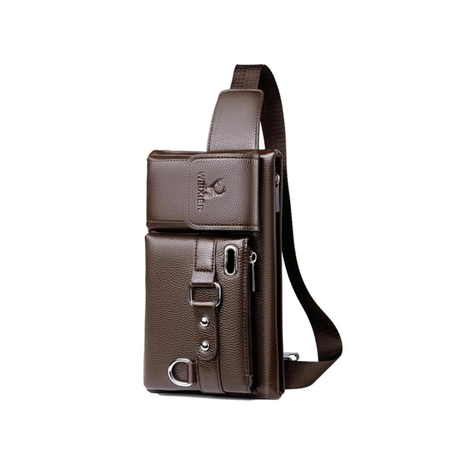 Classic Leather-Look Multi-Functional Waist Crossbody Bag