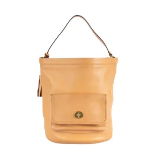 Coach Beige Leather Legacy Tassel Bucket Bag