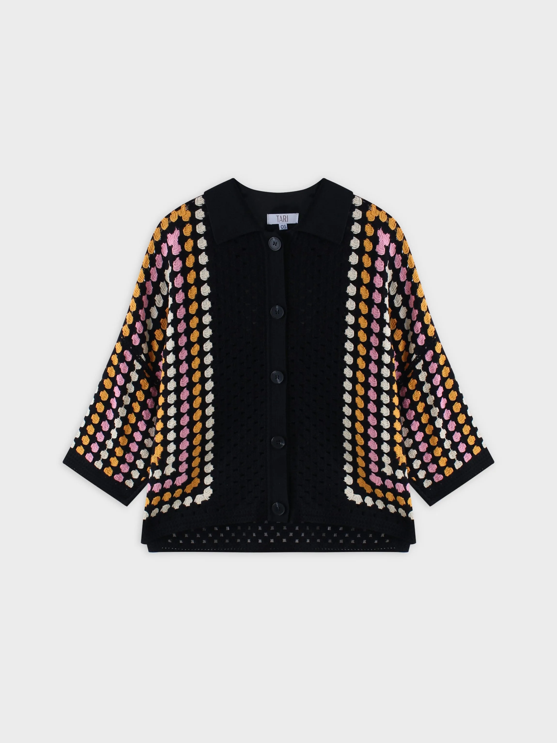 Colored Stripe Crochet Cardigan-Multi Color