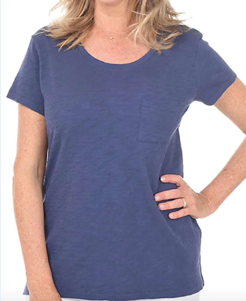 Cotton Slub Scoop Neck Pocket Tee