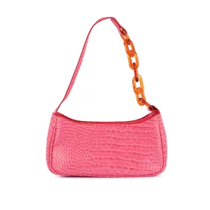 Croc Patterned Baguette in Pink