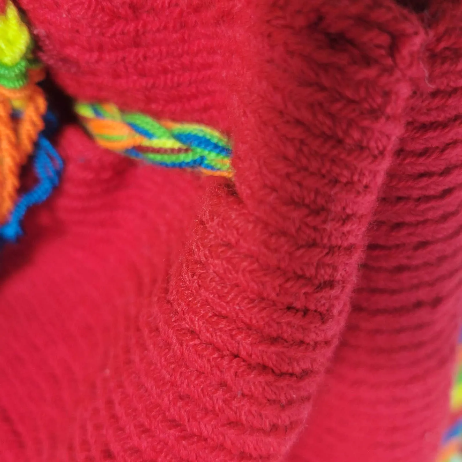 Crochet Bucket Bag Rainbow Red Crossbody Shoulder Susuu Artisan Colombian Wayuu Woven Drawstring