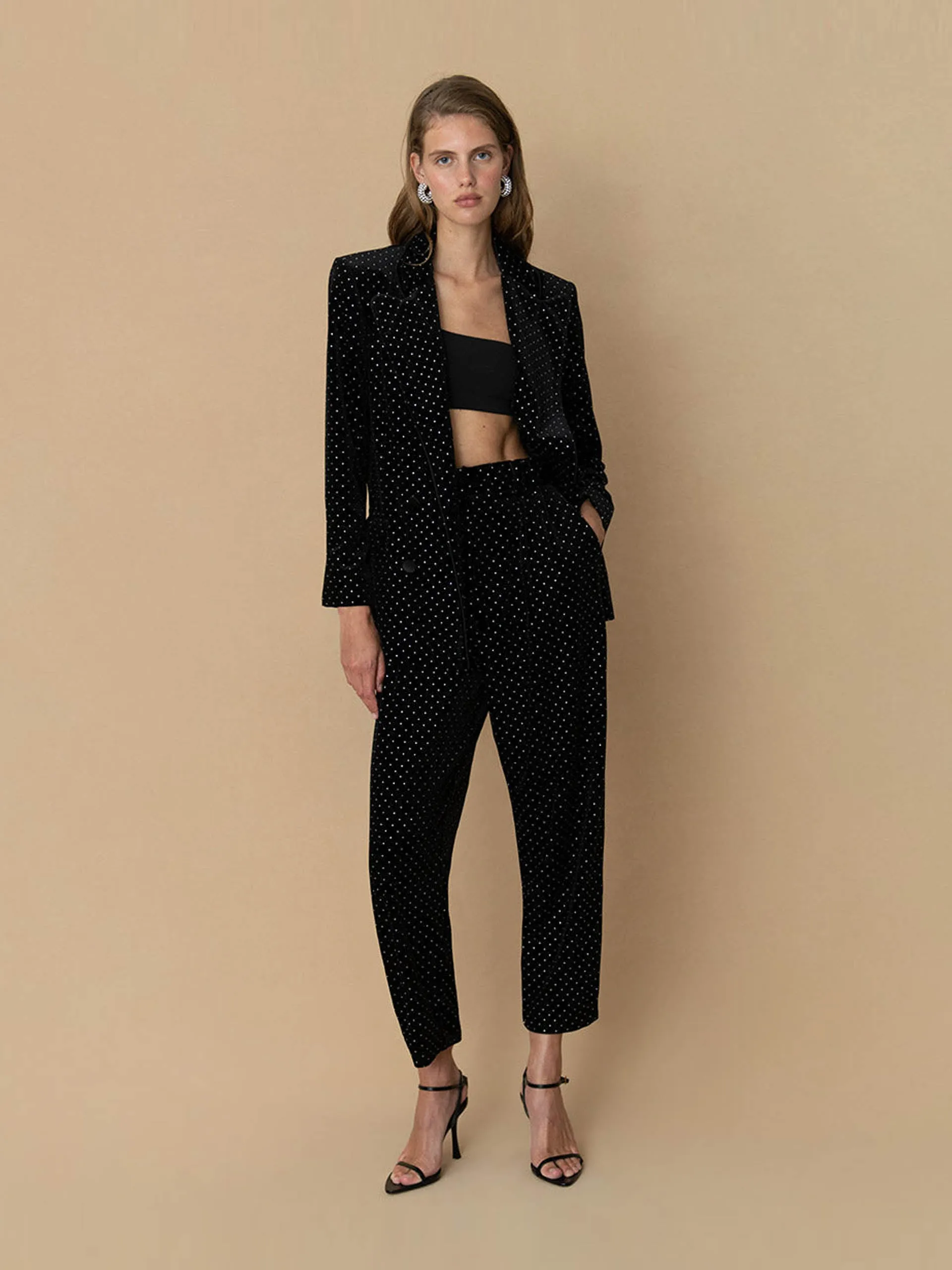 Crystal black Raven velvet trouser