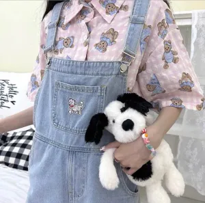 Cute bear pink checkers shirt BY8210