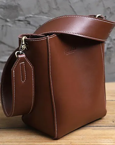 Cute Black LEATHER WOMEN Bucket SHOULDER BAG Barrel Crossbody Purses FOR WOMEN