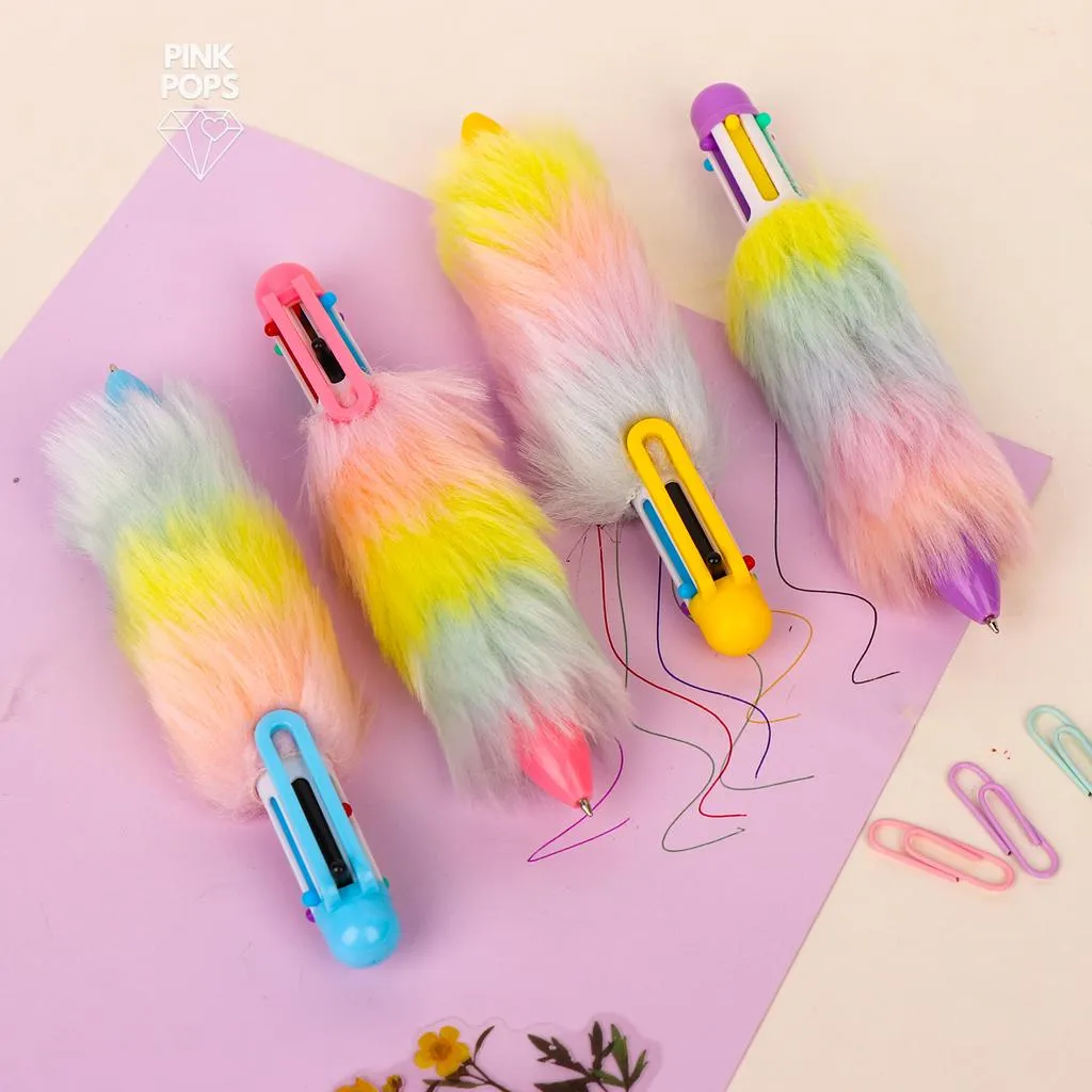 Cute Multicolor Fur Ballpoints