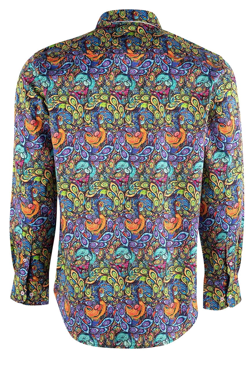 David Smith Australia Peacock Print Button-Front Shirt