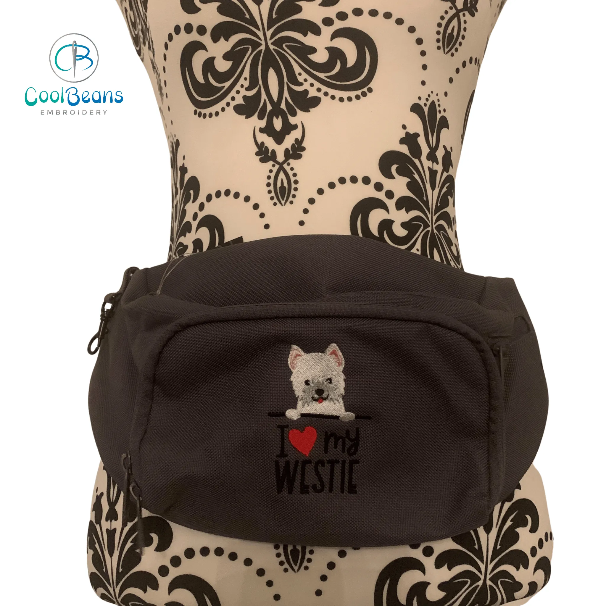 Dog Walking - I Love my Westie - Belt Bag / 4 Zip Bumbag - West Highland White Terrier