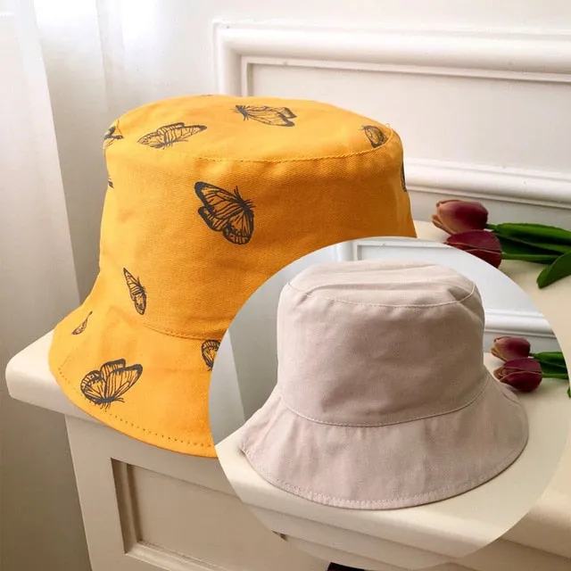 Double Sided Bucket Hat | Beach Hat | Sun hat | Summer Hat | Foldable Hat | Garden Hat | Outdoor Hat | Butterfly Hat | Reversible Bucket Hat