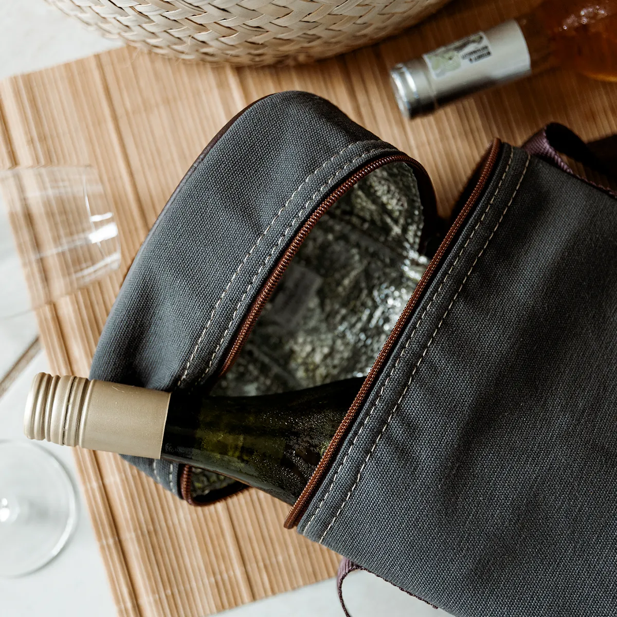 Double Wine Cooler Canvas & Leather