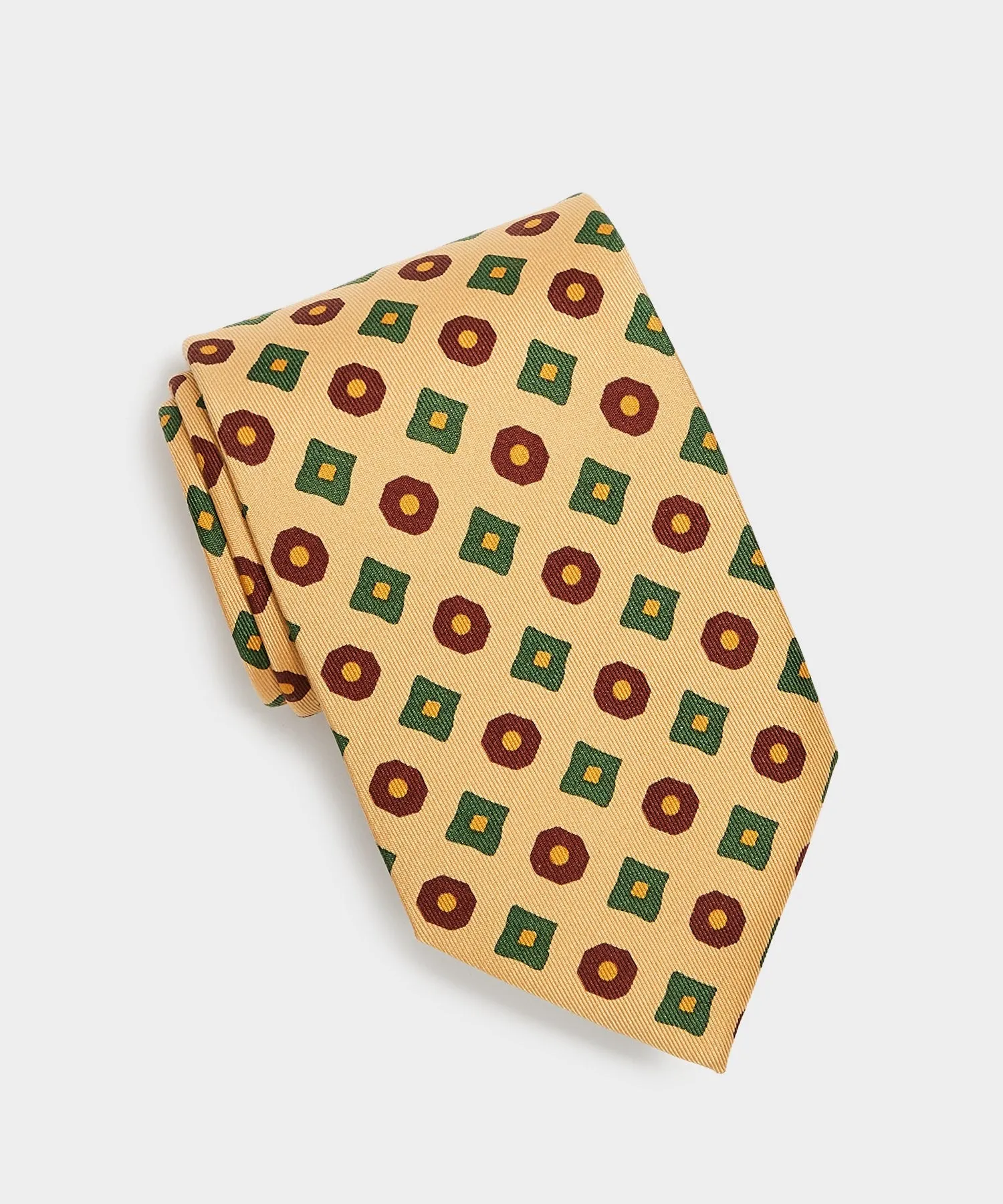 Drake's Madder Square Circle Tie in Tan