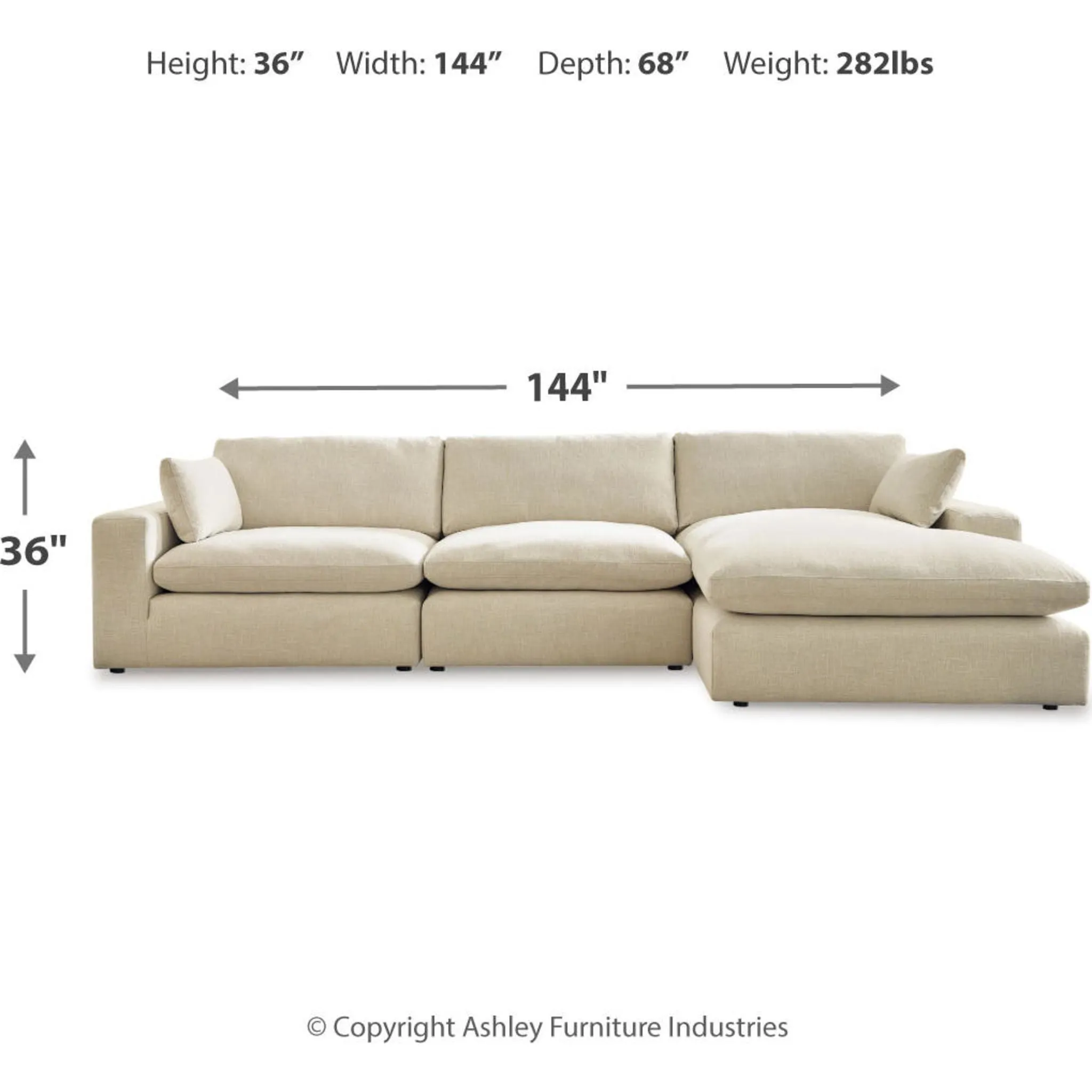 Elyza 3 Piece Modular Sectional with Chaise