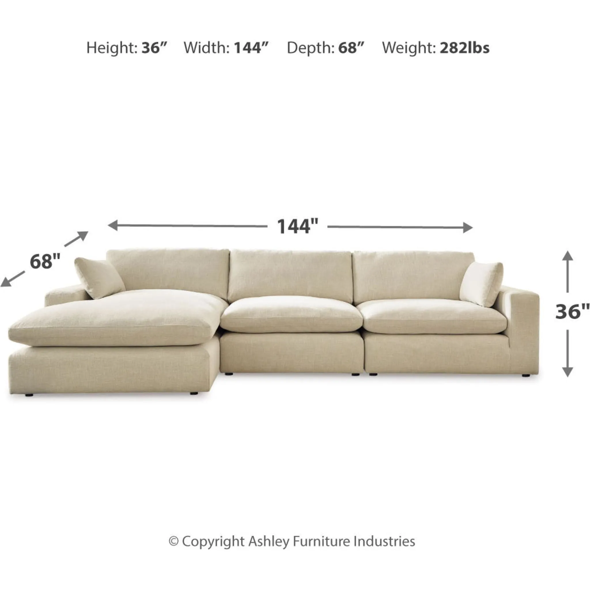 Elyza 3 Piece Modular Sectional with Chaise