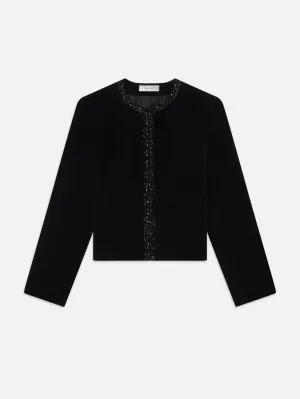 Embellished Velvet Jacket -- Black