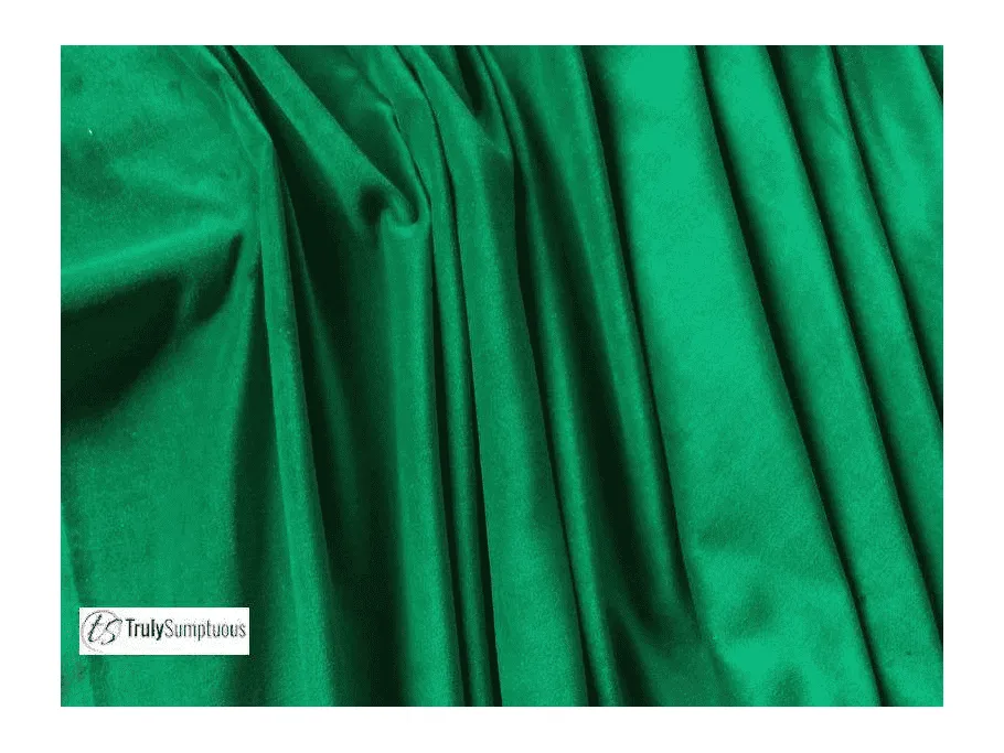 EMERALD GREEN Cotton Dressmaking Velvet / Velveteen. 112cms wide, 230gsm. by Truly Sumptuous