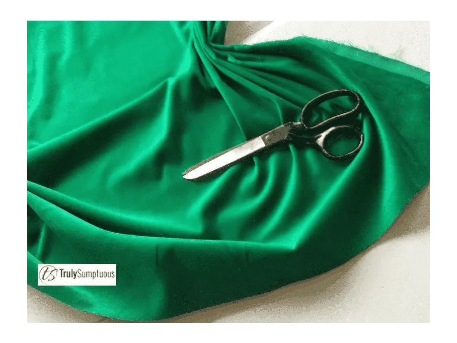 EMERALD GREEN Cotton Dressmaking Velvet / Velveteen. 112cms wide, 230gsm. by Truly Sumptuous