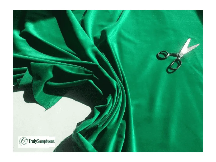 EMERALD GREEN Cotton Dressmaking Velvet / Velveteen. 112cms wide, 230gsm. by Truly Sumptuous